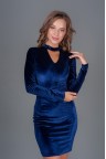 Бархатное облегающее платье синего цвета Angie