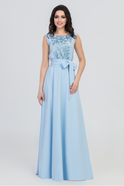 Вечернее голубое платье длины макси Arya
