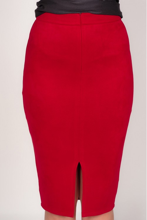 Красная замшевая юбка-карандаш миди Annette