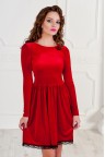 Коктейльное красное платье со свободной юбкой Lyiza