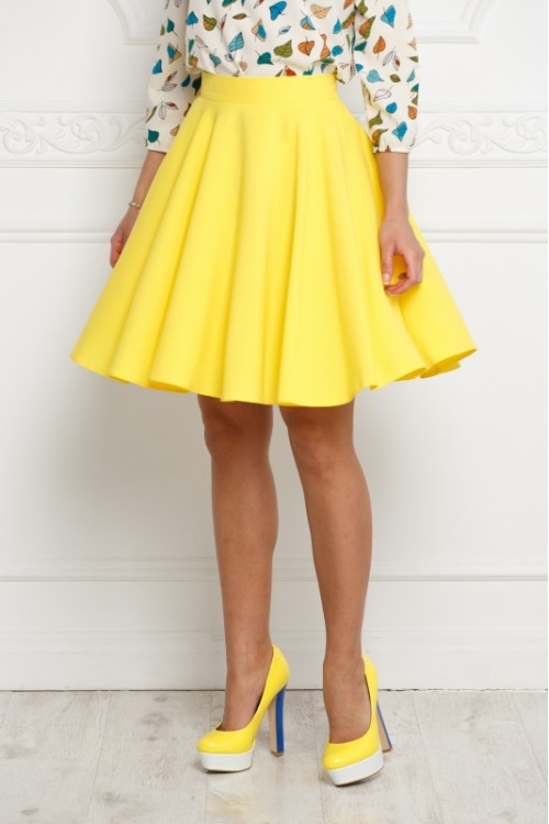 Желтая юбка-солнце со складками Maureen