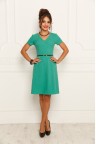 Зеленое короткое платье из льна Sue