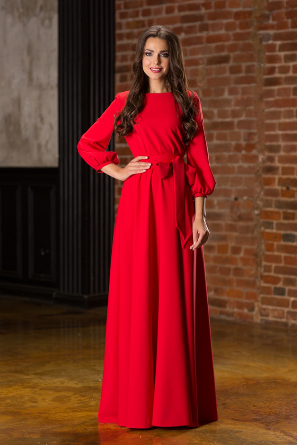 Красное вечернее платье в пол с рукавами фонариком Avbusto red купить в интернет-магазине Divaroom